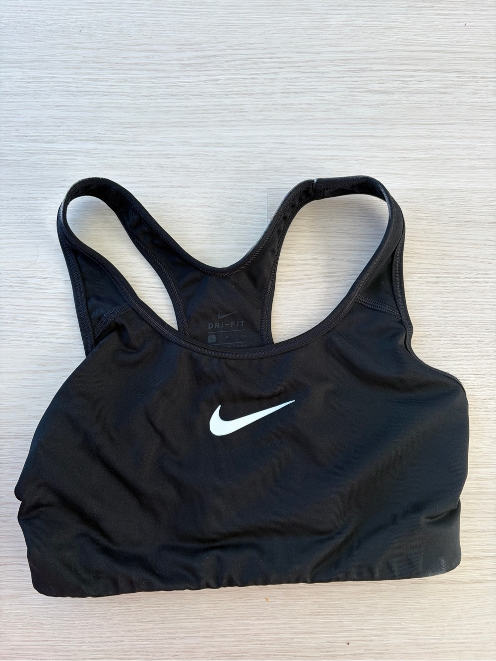 Nike Black Sports Bra with White Swoosh - Racerback Dri-FIT